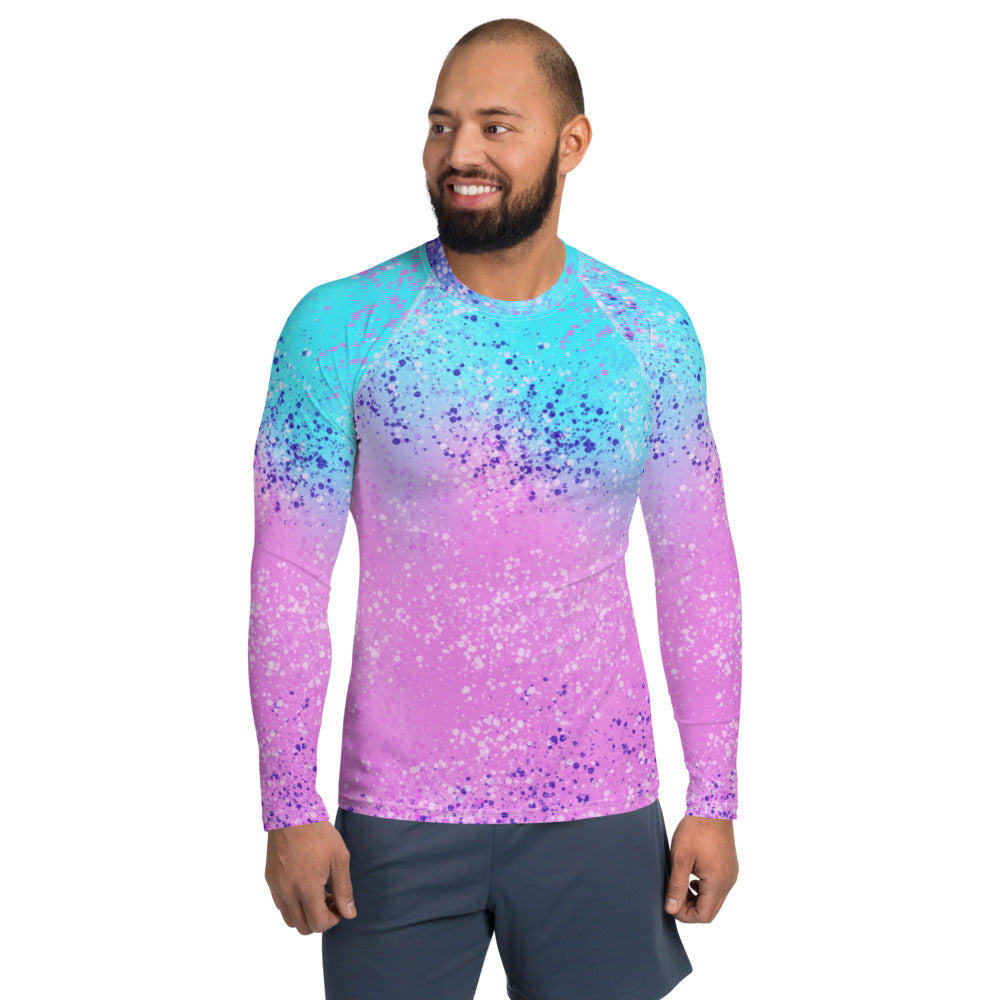 Multi Colored Confetti Paint Splatter Men's Rash Guard by Signature Outlet