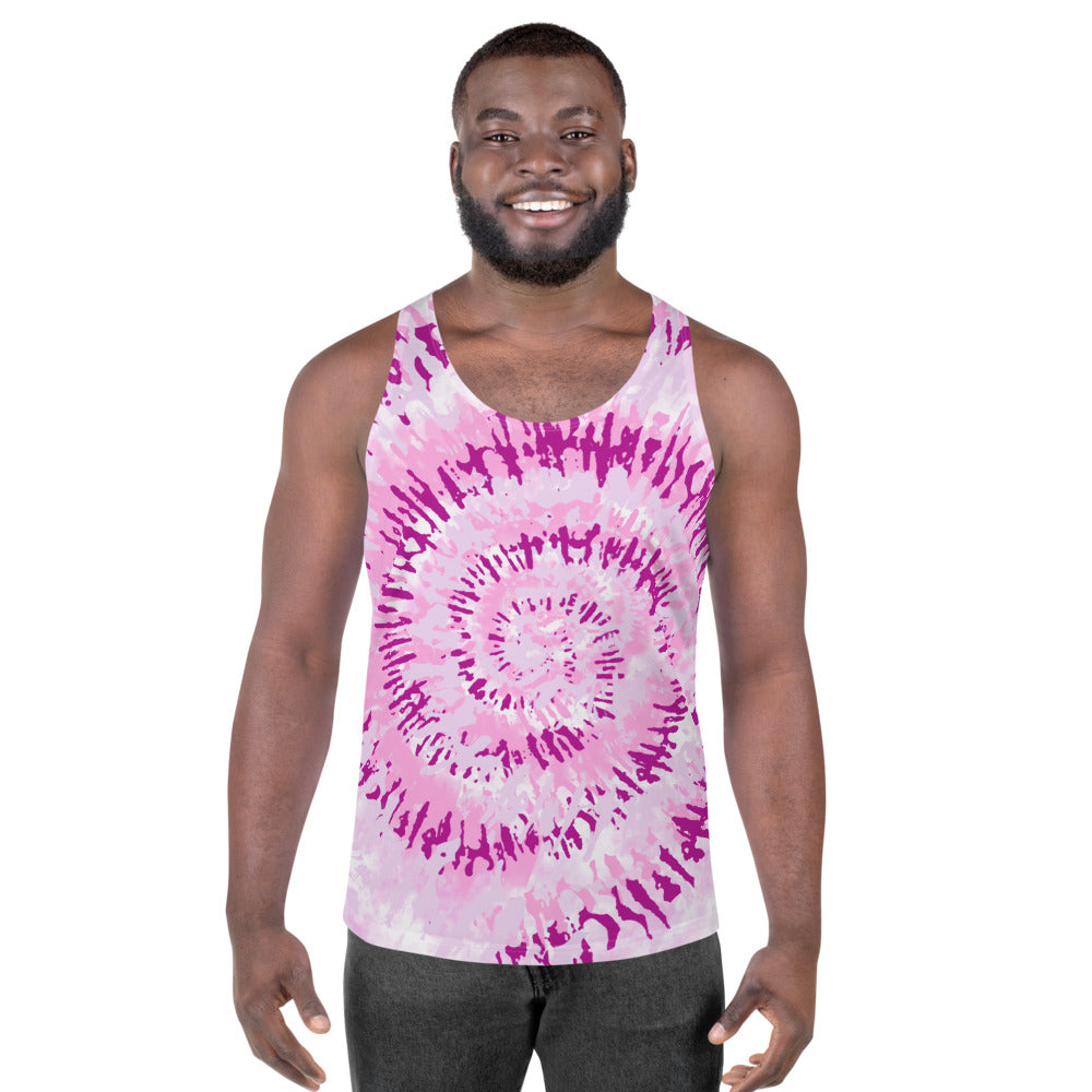 Pink Spiral Tie Dye Unisex Tank Top