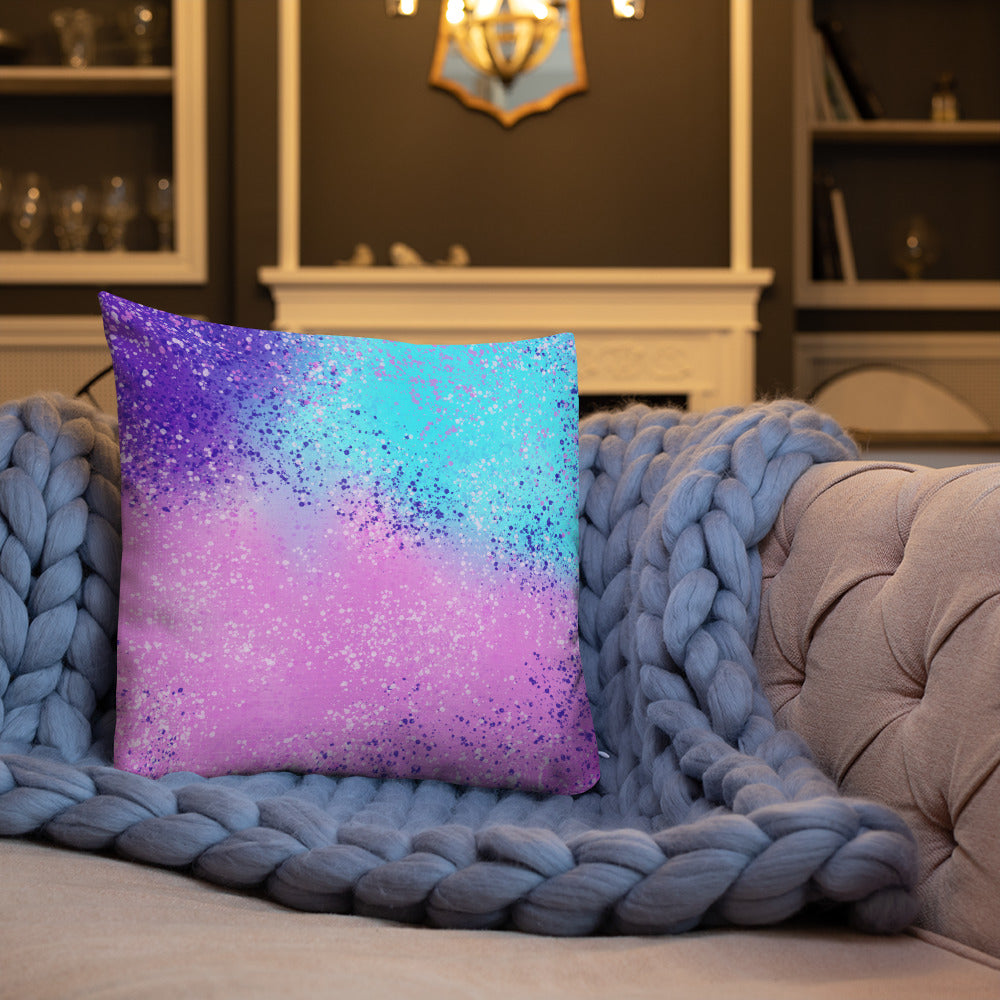 Multi Colored Confetti Paint Splatter Premium Pillow