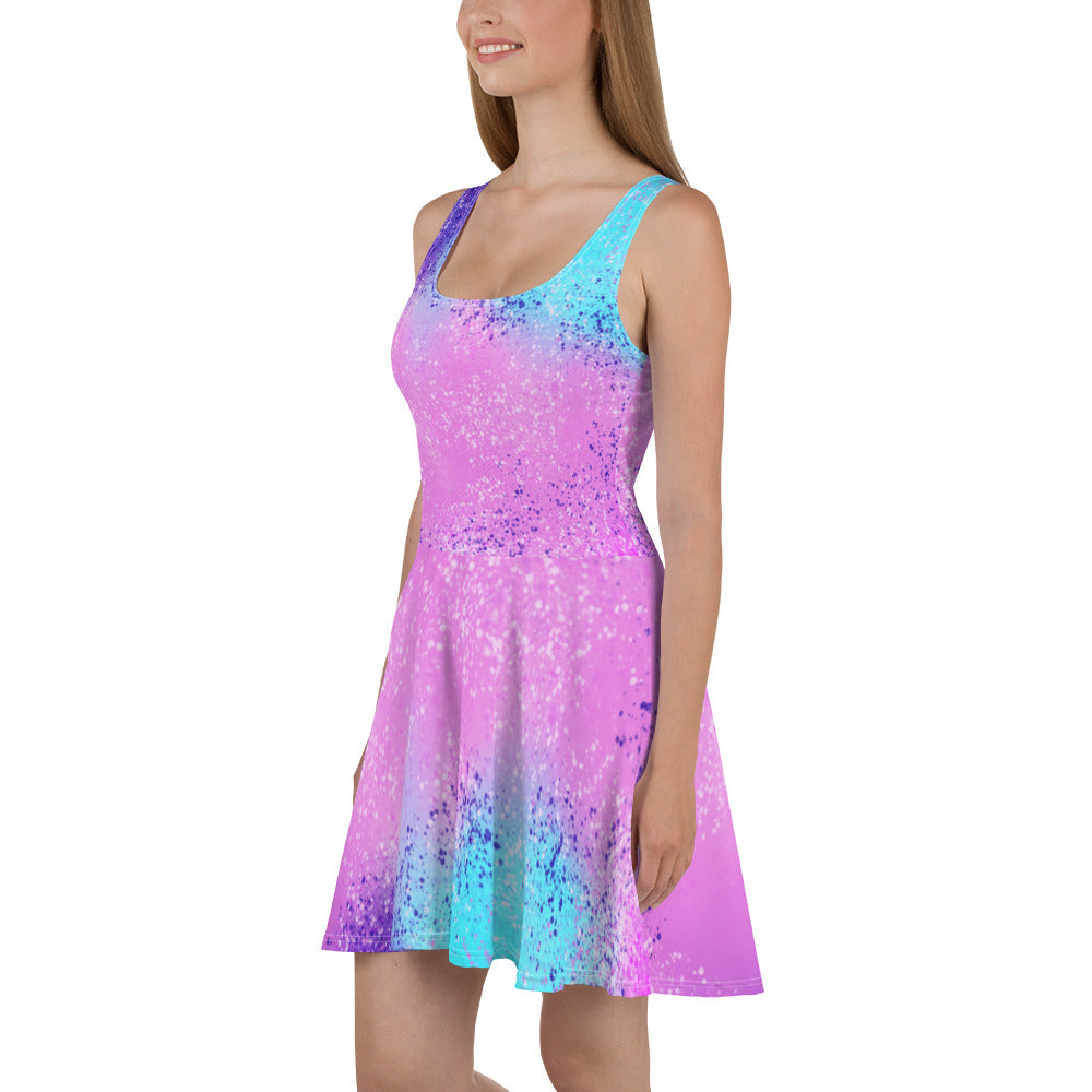 Multi Colored Confetti Paint Splatter Skater Dress