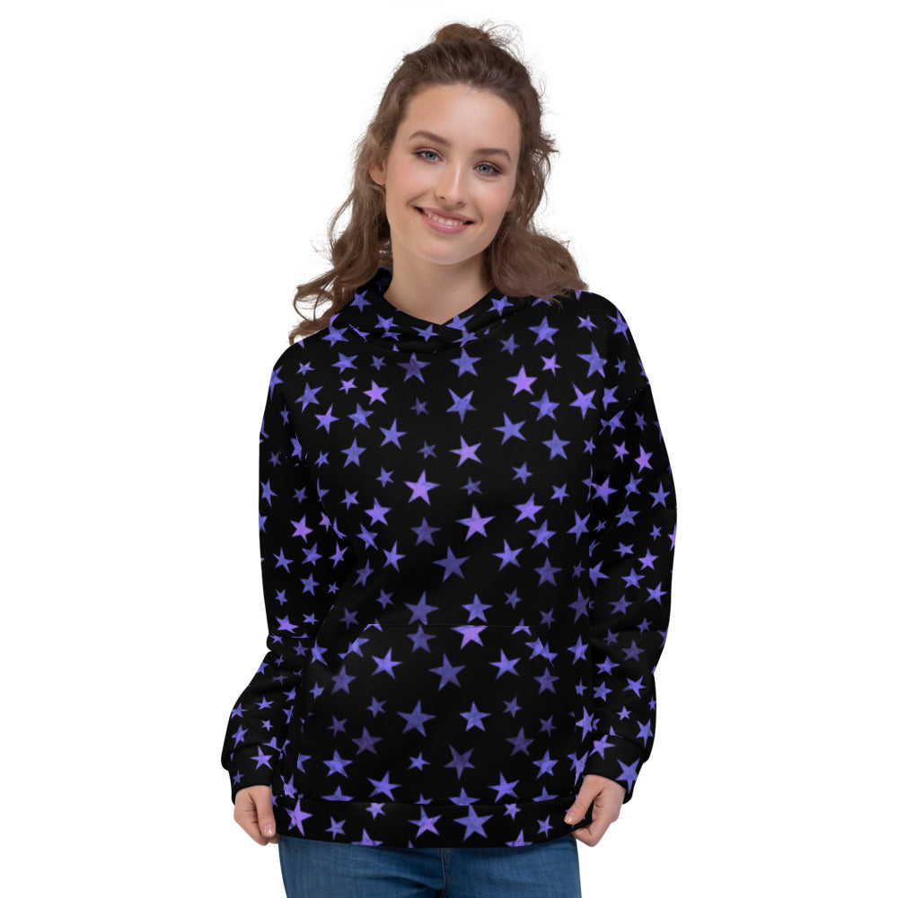 Purple Stars Mystical Astrology Unisex Hoodie by Signature Outlet