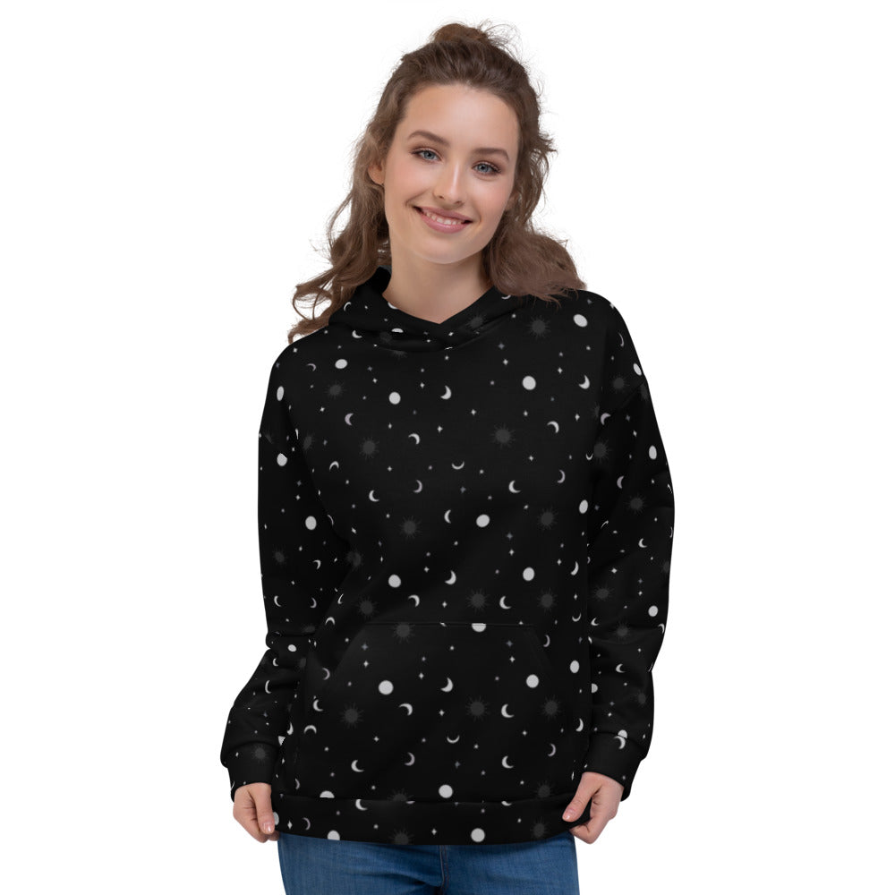 Magical Astrology Moon and Stars Unisex Hoodie by Signature Outlet