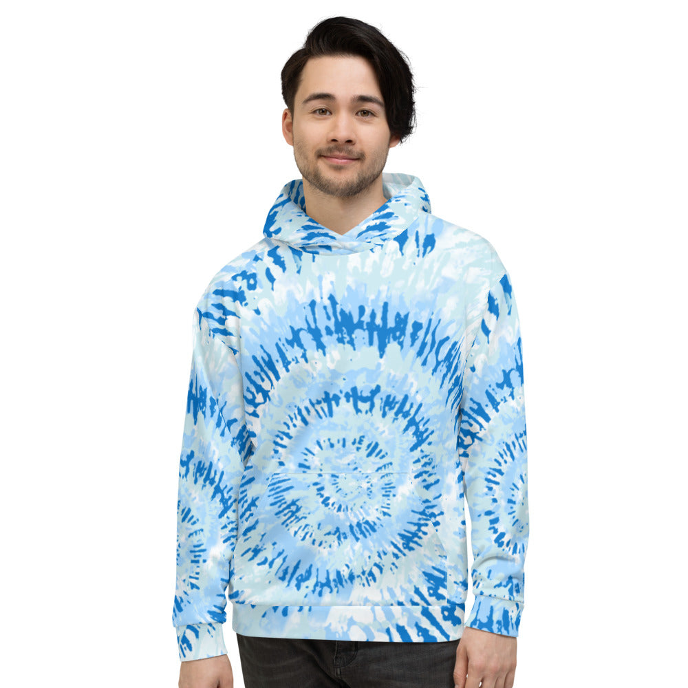 Blue Tie Dye Unisex Hoodie by Signature Outlet