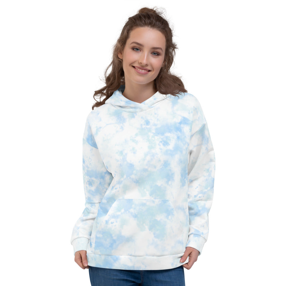 Blue Splatter Tie Dye Unisex Hoodie by Signature Outlet