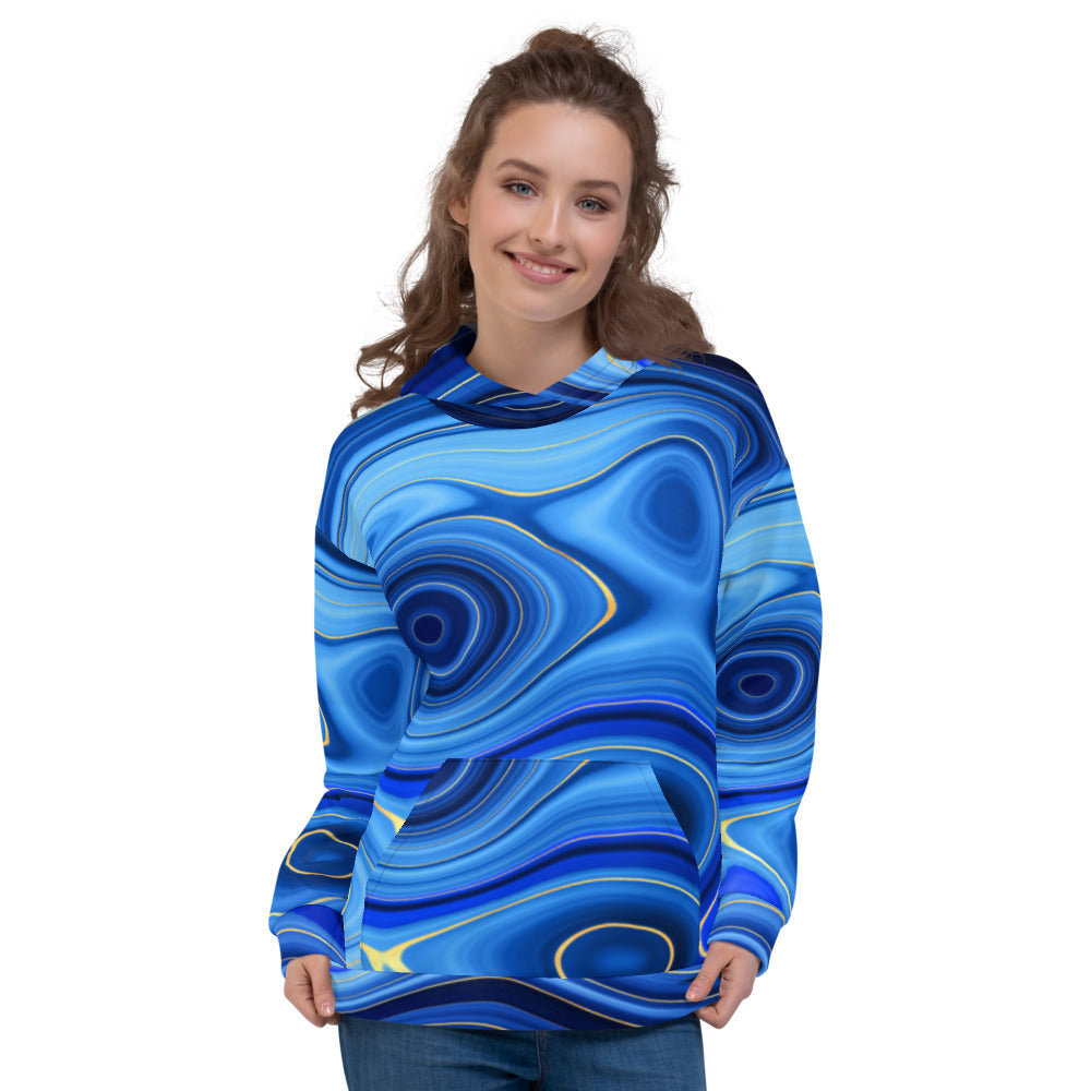 Blue and Gold Geode Inspired Designer Unisex Hoodie by Signature Outlet