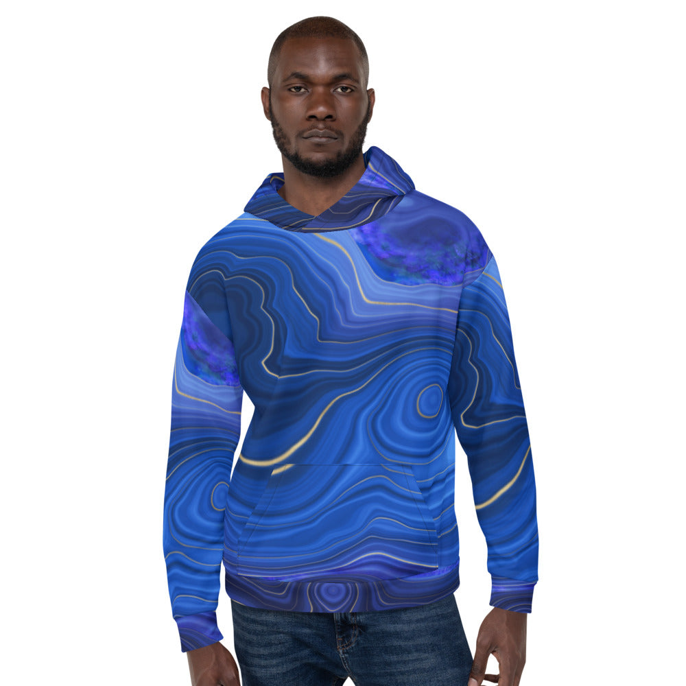 Blue and Gold Geode Inspired Designer Unisex Hoodie by Signature Outlet