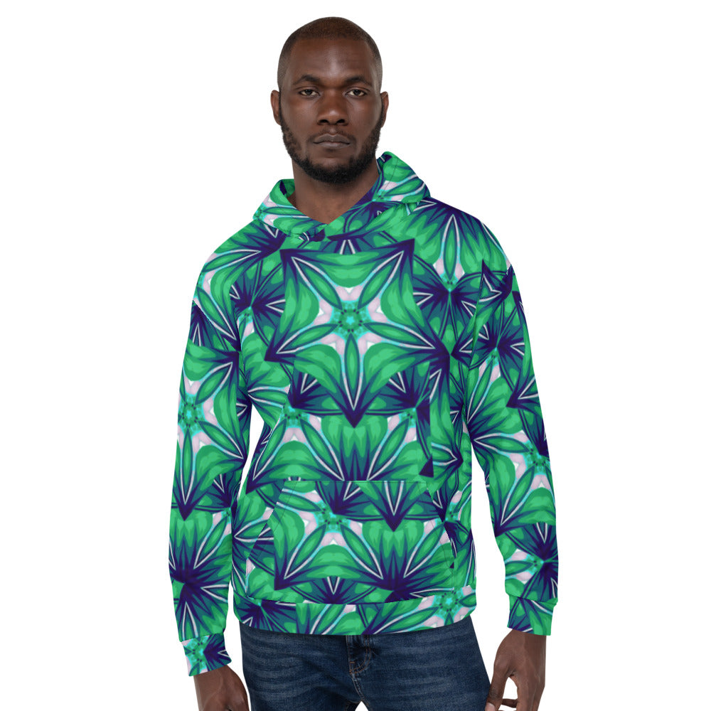 Green Geometric Designer Unisex Hoodie by Signature Outlet