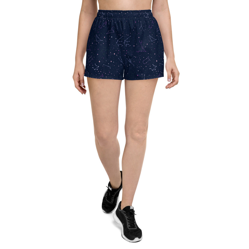 Astrology Chart Stars Horoscope Women's Athletic Short Shorts