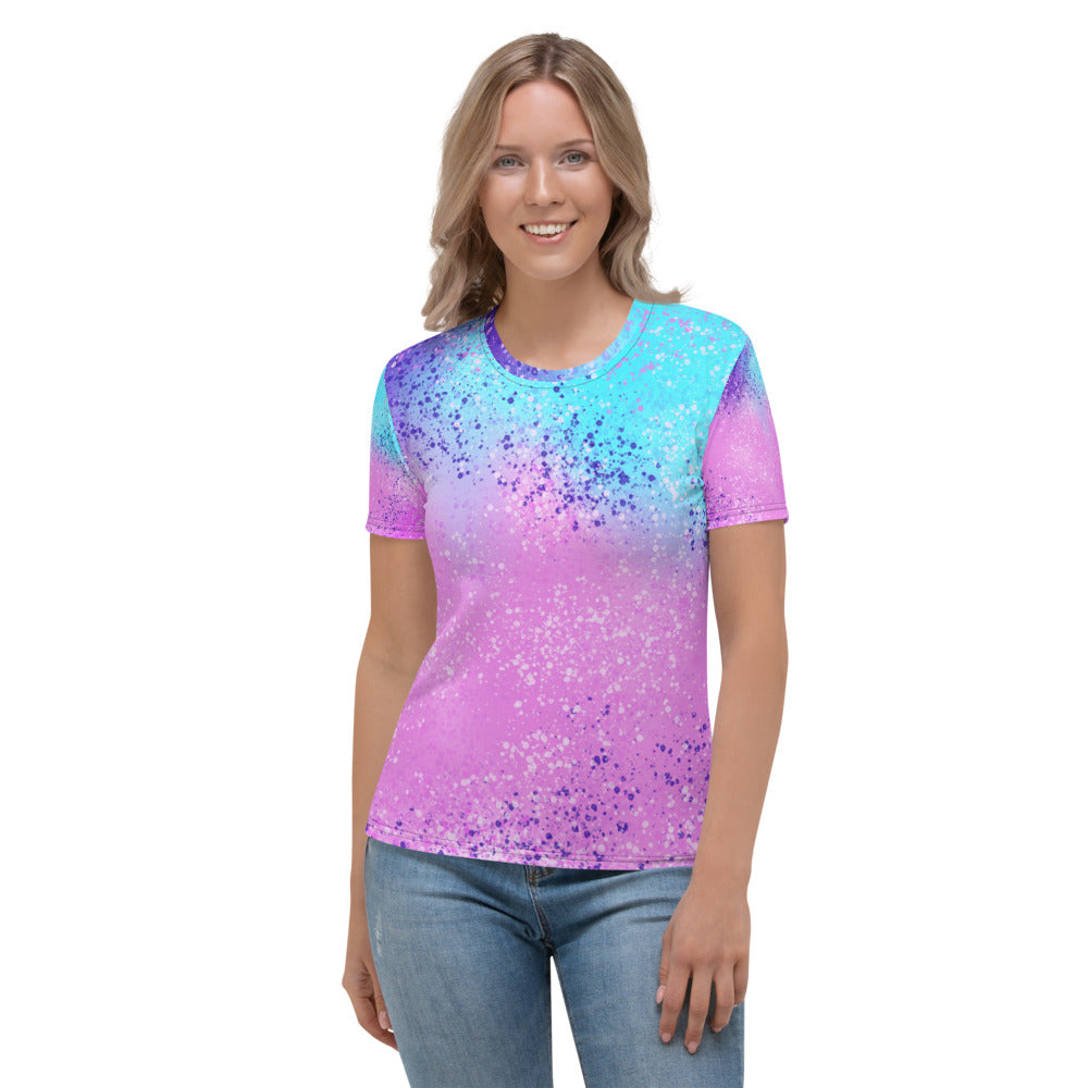 Multi Colored Confetti Paint Splatter Women's T-shirt by Signature Outlet