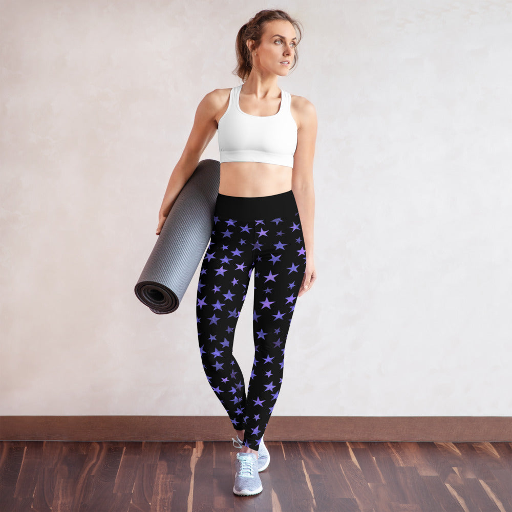 Purple Stars Yoga Leggings