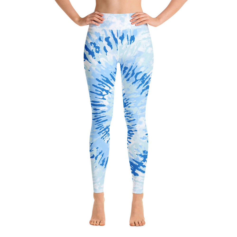 Blue Spiral Tie Dye Yoga Leggings