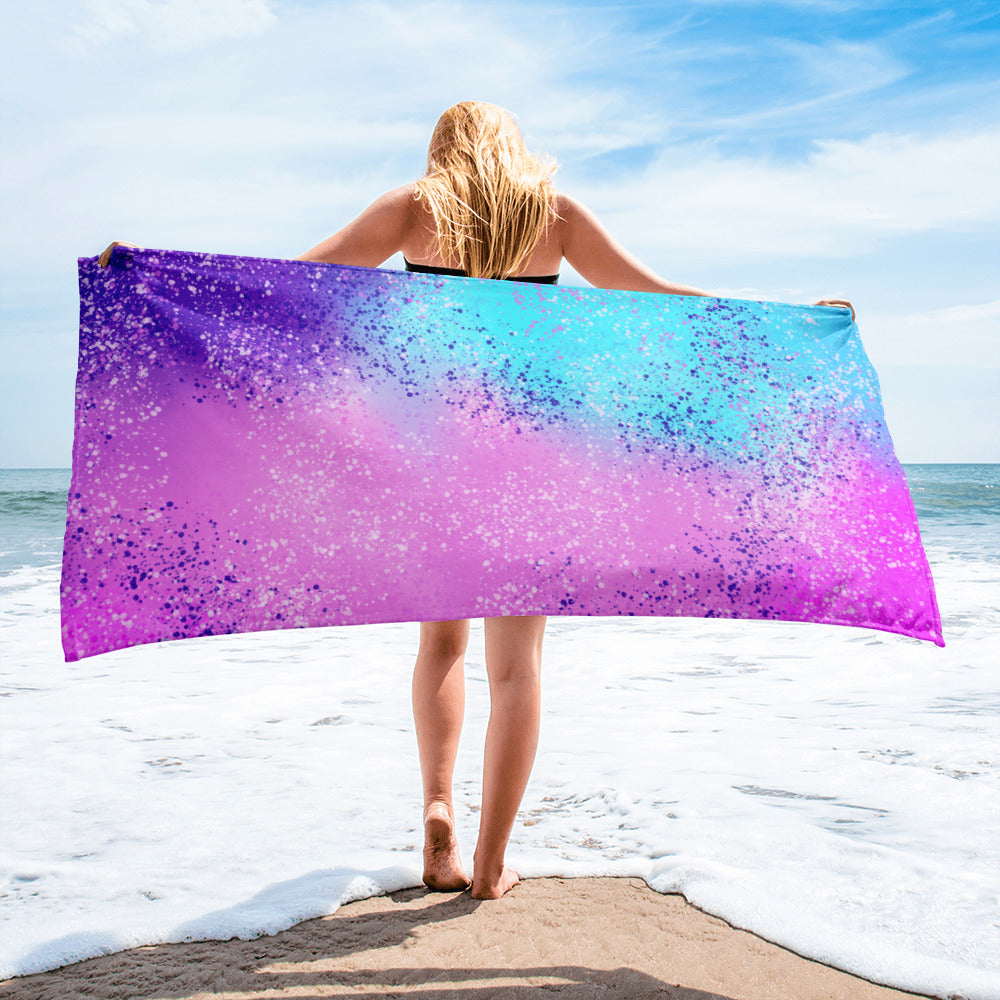 Multi Colored Confetti Paint Splatter Beach Towel