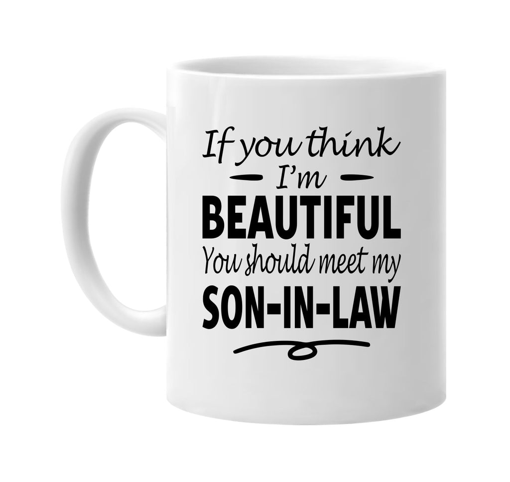 Think I'm Beautiful, Meet My Son-In-Law mug